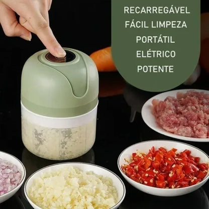 Mini Processador Elétrico de Alimentos Portátil com 3 Lâminas MiniMix