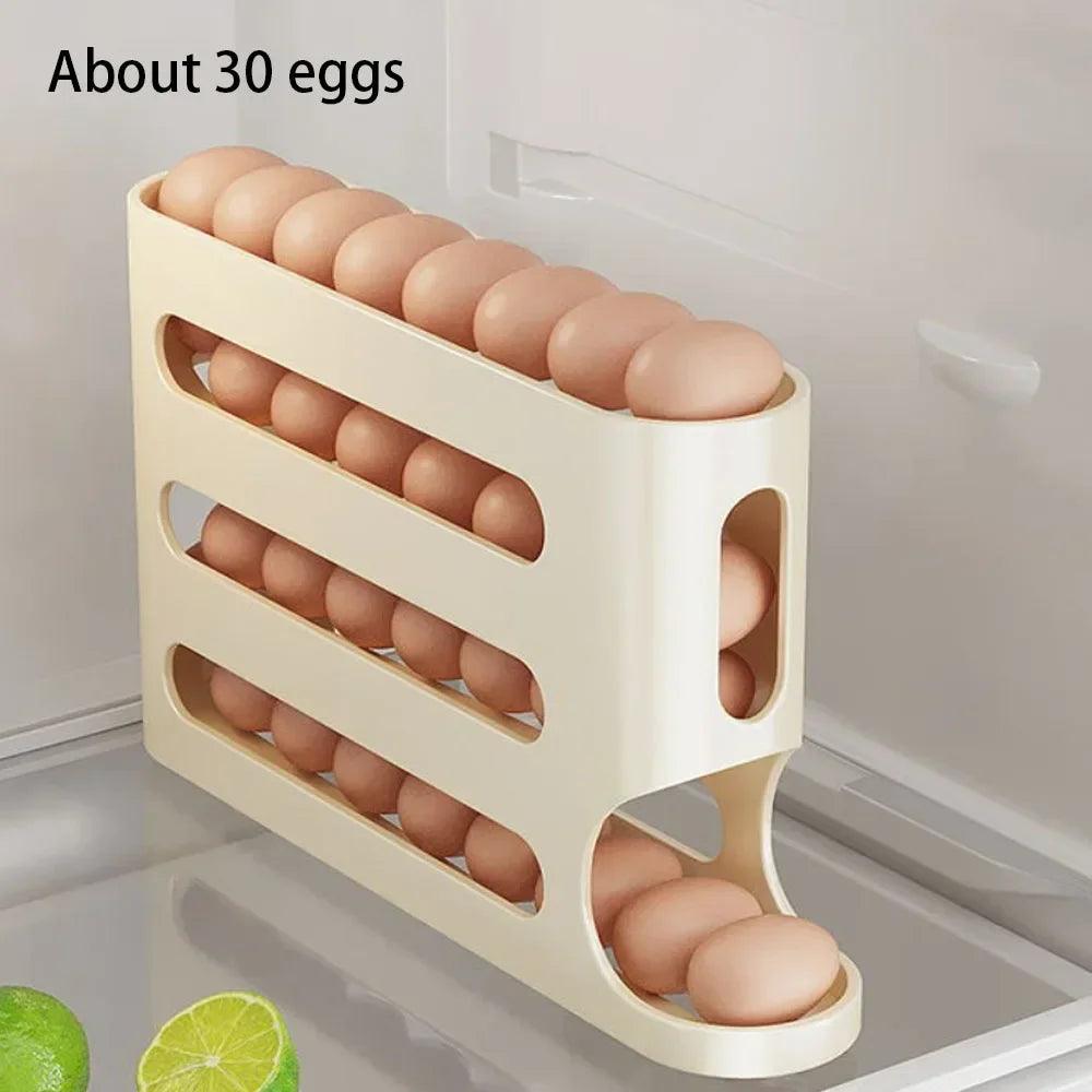 Suporte organizador de ovos com design empilhável e compacto. Ideal para armazenar e organizar ovos de forma segura, otimizando o espaço na geladeira e facilitando o acesso no dia a dia. Uma solução prática e eficiente para manter a cozinha organizada.