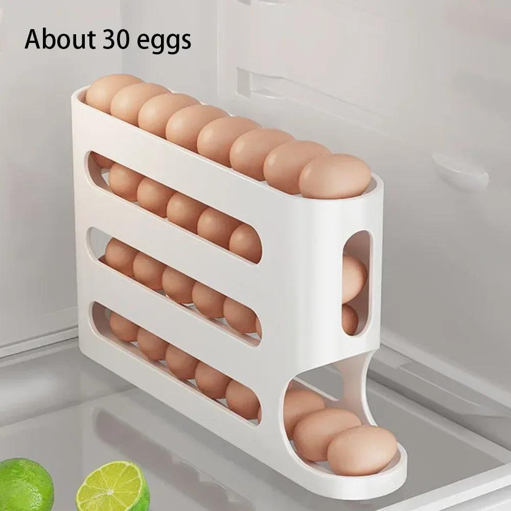 Suporte organizador de ovos com design empilhável e compacto. Ideal para armazenar e organizar ovos de forma segura, otimizando o espaço na geladeira e facilitando o acesso no dia a dia. Uma solução prática e eficiente para manter a cozinha organizada.
